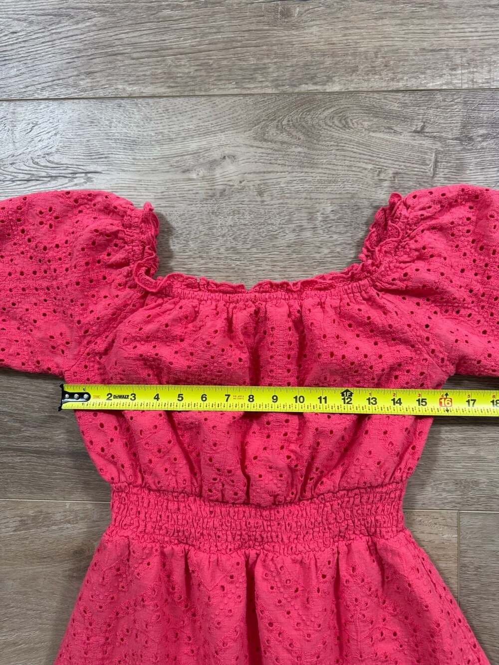 Betsey Johnson Paradise Pink Eyelet Off Shoulder Midi Dress Large Cottagecore - Picture 7 of 16